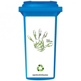 Think Green Recycle Handprint Wheelie Bin Sticker Panel